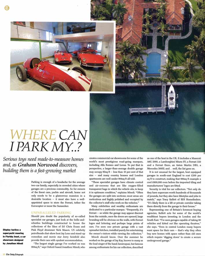 The Telegraph - Luxury Homes, Minoli article