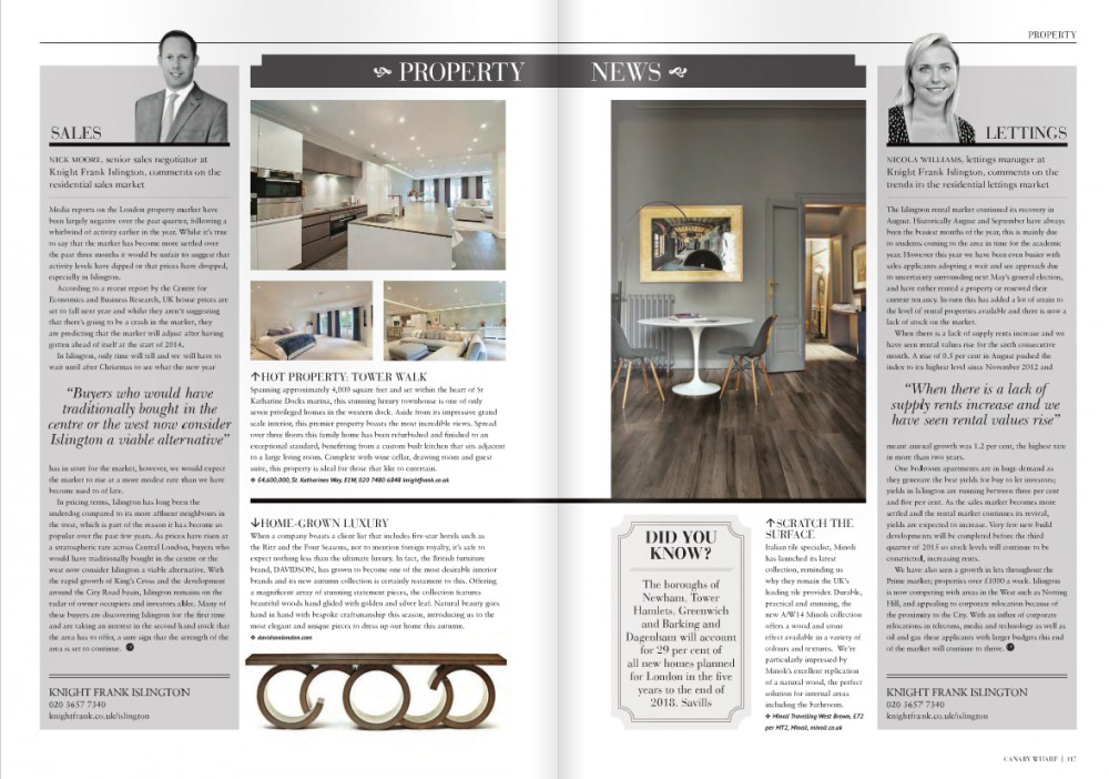 Minoli featured Canary Wharf Magazine