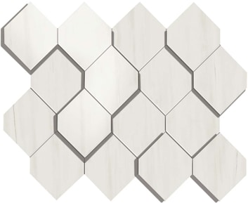 Marvel Bianco Dolomite Esagono 3D Mosaico 28.2x35.3 cm