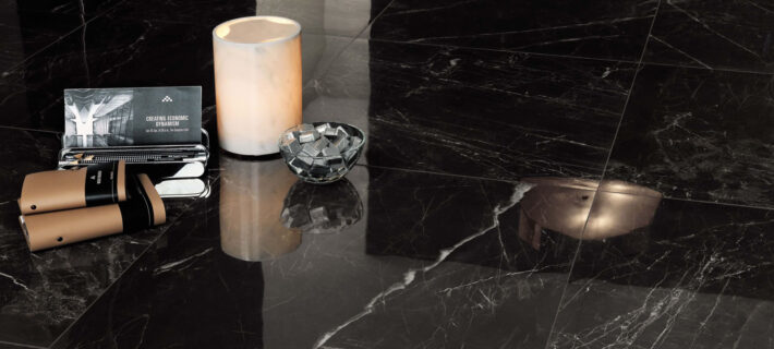 Minoli Evolution Marvel Noir Saint Laurent Black Marble Effect Tiles 00