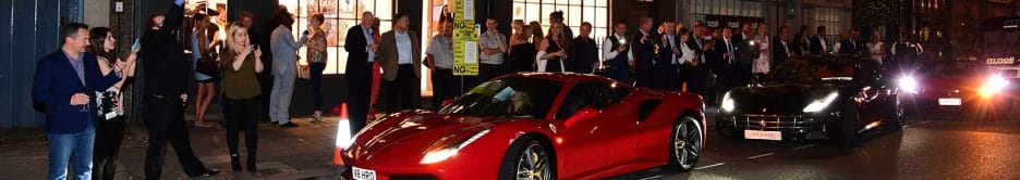 A Ferrari in front of the London Showroom Supercars 2016