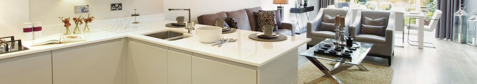 Oakford Homes, a view of the kitchen and living room magazine for builders