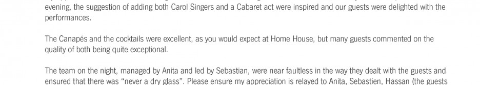 Letter to Home House